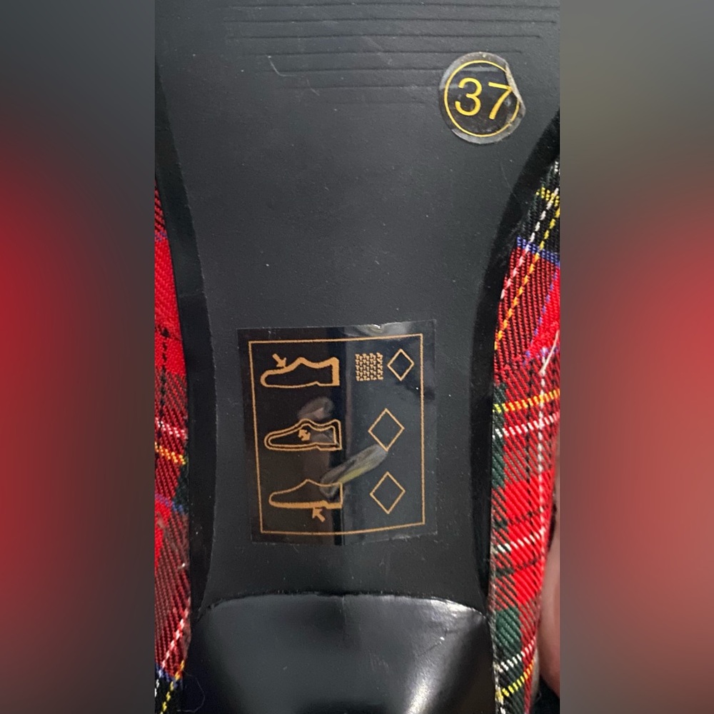 NWOB Spring TARTAN Heeled Pumps, 37 EU/ 6.5-7 US Winter Sale - Picture 7 of 7